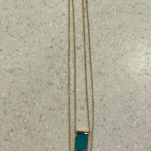 Premier Designs Gold Necklace with Turquoise and Orange Pendant